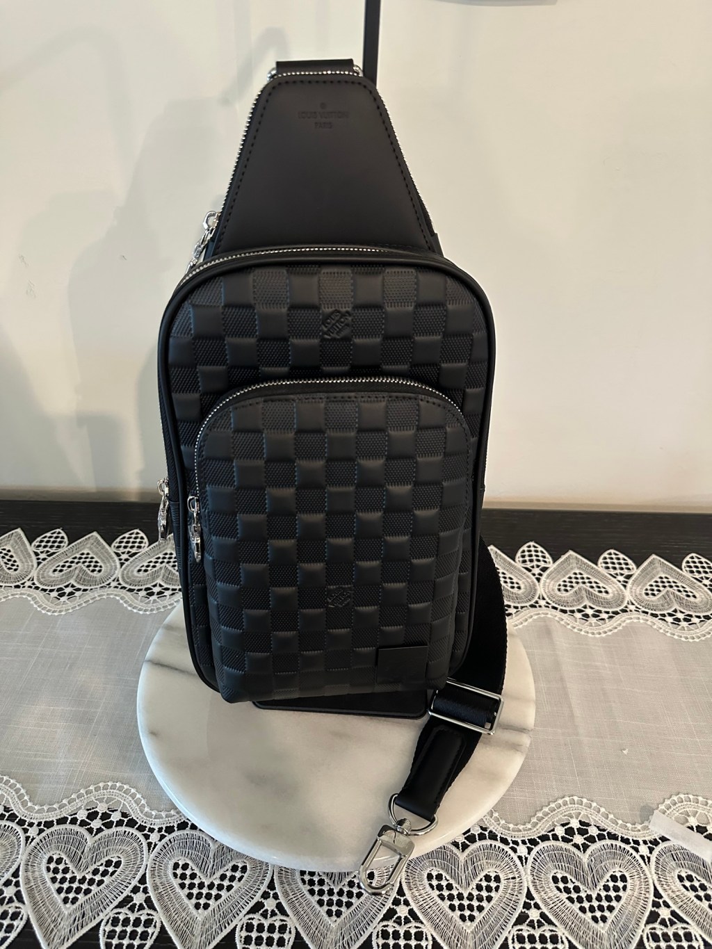 Leather Checkered Sling&nbsp;Bag